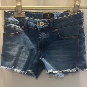 7 For All Mankind Blue Distressed Jean Shorts